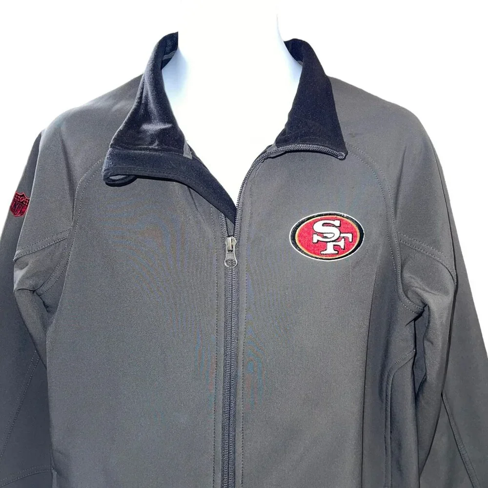 NFL Team Apparel San Francisco 49ers Jacket Boys M 10 12 Gray Embroidered Lined - Picture 2 of 10